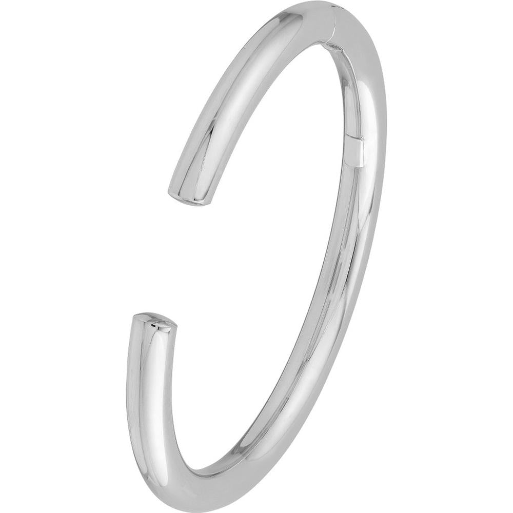 Olas d'Oro - 14K White Gold Open Polished 5mm Bangle with Hinge Closure - 10g Average Weight