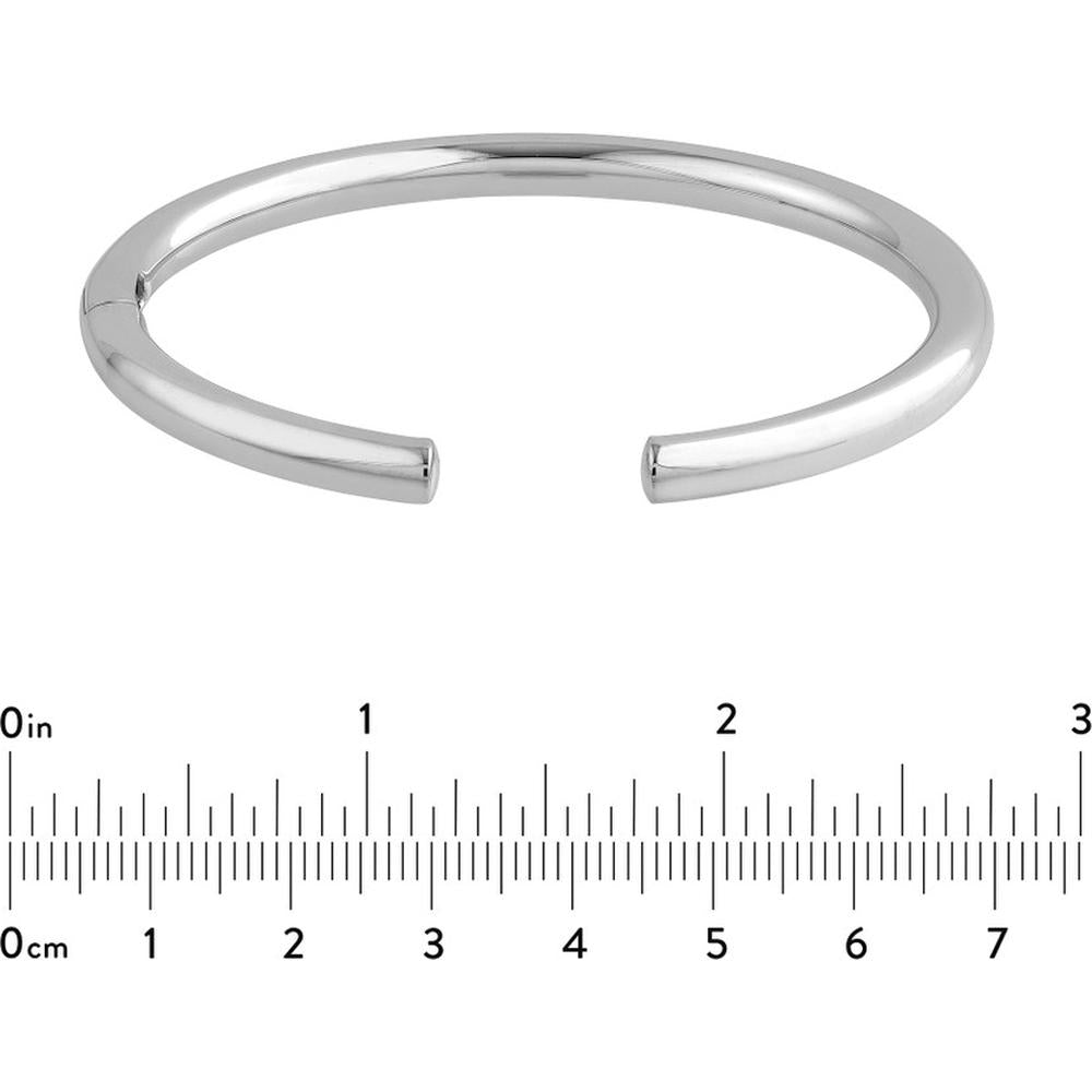 Olas d'Oro - 14K White Gold Open Polished 5mm Bangle with Hinge Closure - 10g Average Weight