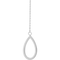 Olas d'Oro - 14K White Gold Open Teardrop Threader Earrings - Lightweight Design, 1.30g Total Weight