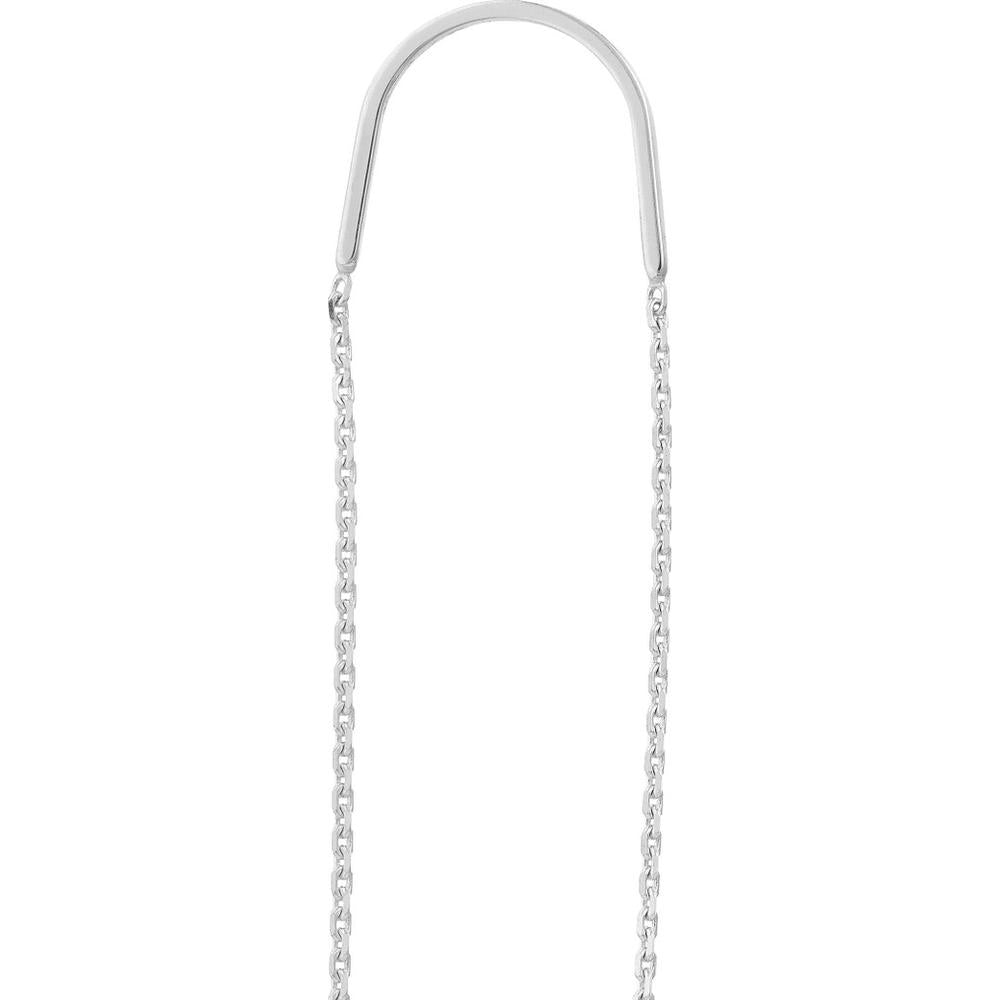 Olas d'Oro - 14K White Gold Open Teardrop Threader Earrings - Lightweight Design, 1.30g Total Weight