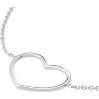 Olas d'Oro - 14K White Gold Open Wire Heart Adjustable Bracelet - 1.15g Weight