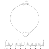 Olas d'Oro - 14K White Gold Open Wire Heart Adjustable Bracelet - 1.15g Weight