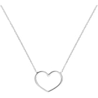 Olas d'Oro - 14K White Gold Open Wire Heart Adjustable Necklace with Lobster Clasp - 1.89g