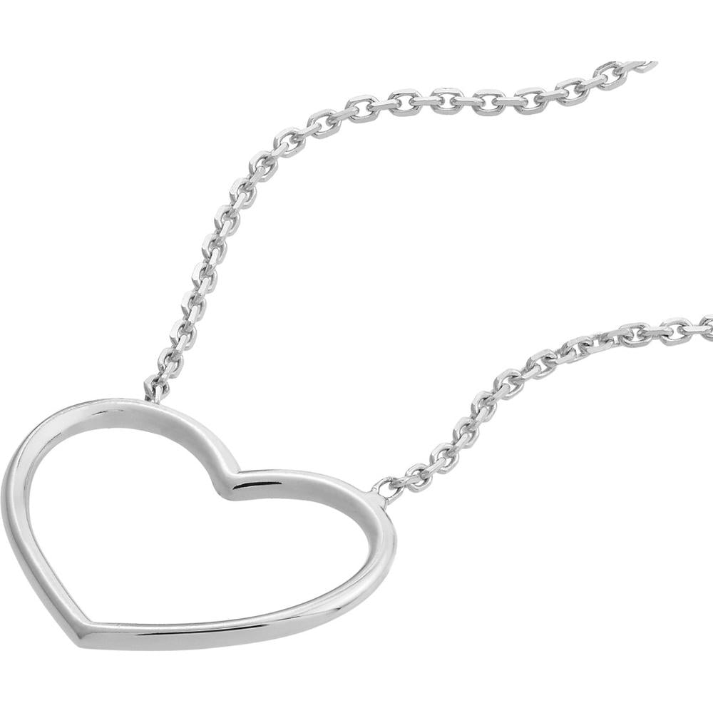 Olas d'Oro - 14K White Gold Open Wire Heart Adjustable Necklace with Lobster Clasp - 1.89g