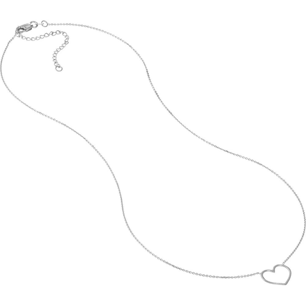 Olas d'Oro - 14K White Gold Open Wire Heart Adjustable Necklace with Lobster Clasp - 1.89g