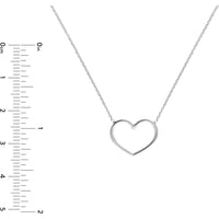 Olas d'Oro - 14K White Gold Open Wire Heart Adjustable Necklace with Lobster Clasp - 1.89g
