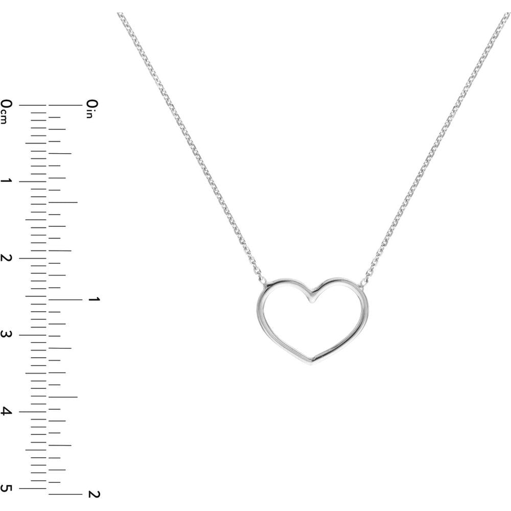Olas d'Oro - 14K White Gold Open Wire Heart Adjustable Necklace with Lobster Clasp - 1.89g