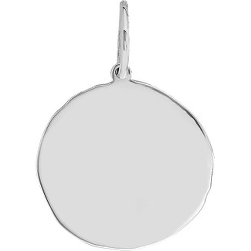 Olas d'Oro - 14K White Gold Organic Disk Engravable Charm - 16mm