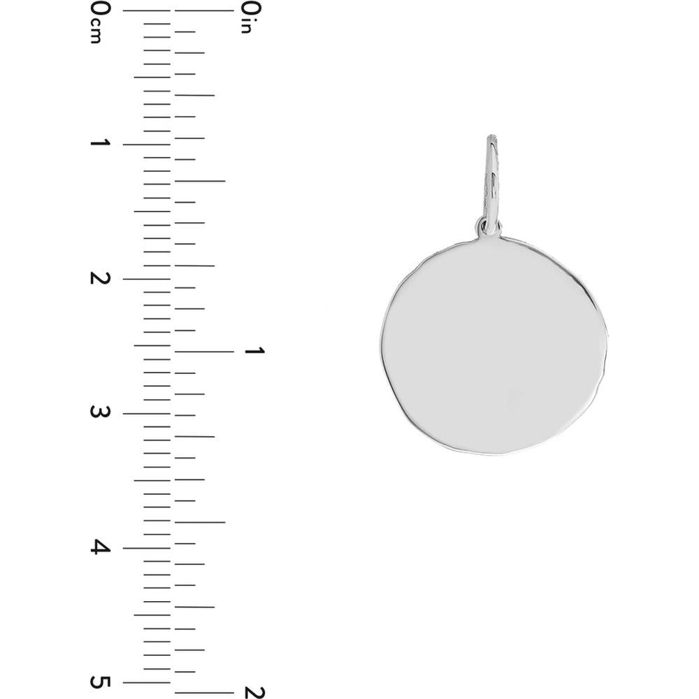 Olas d'Oro - 14K White Gold Organic Disk Engravable Charm - 16mm