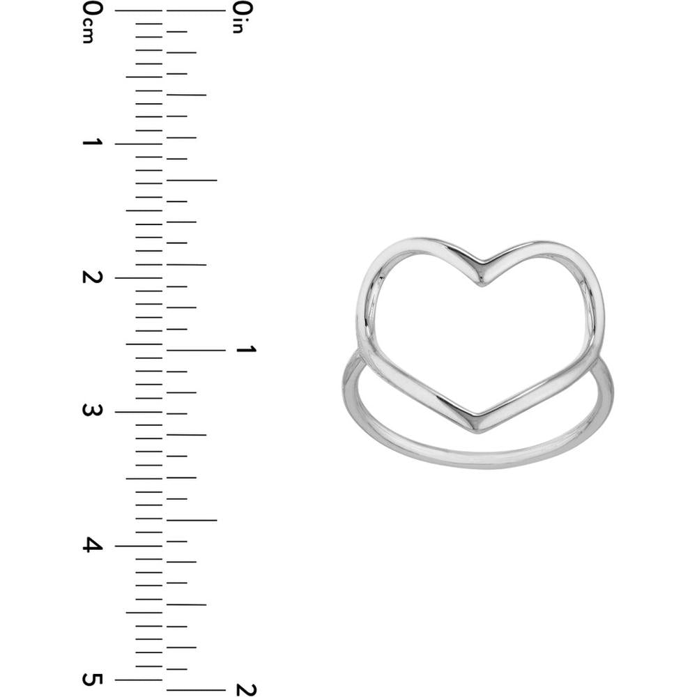 Olas d'Oro - 14K White Gold Organic Open Heart Ring - Size 7