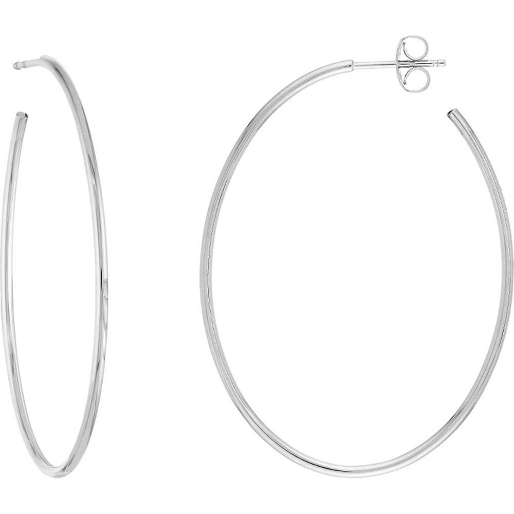 Olas d'Oro - 14K White Gold Oval Hoop Earrings - 41.50mm x 31.50mm