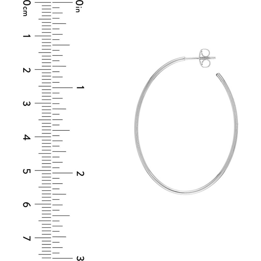 Olas d'Oro - 14K White Gold Oval Hoop Earrings - 41.50mm x 31.50mm