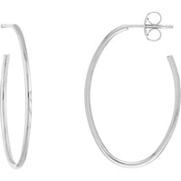 Olas d'Oro - 14K White Gold Oval Post Hoop Earrings - 1.45 Grams Total Weight