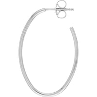 Olas d'Oro - 14K White Gold Oval Post Hoop Earrings - 1.45 Grams Total Weight