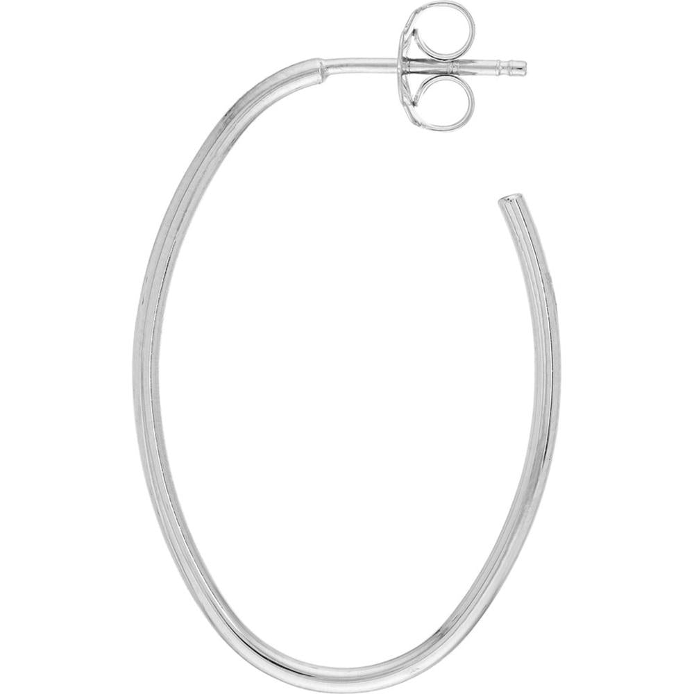 Olas d'Oro - 14K White Gold Oval Post Hoop Earrings - 1.45 Grams Total Weight
