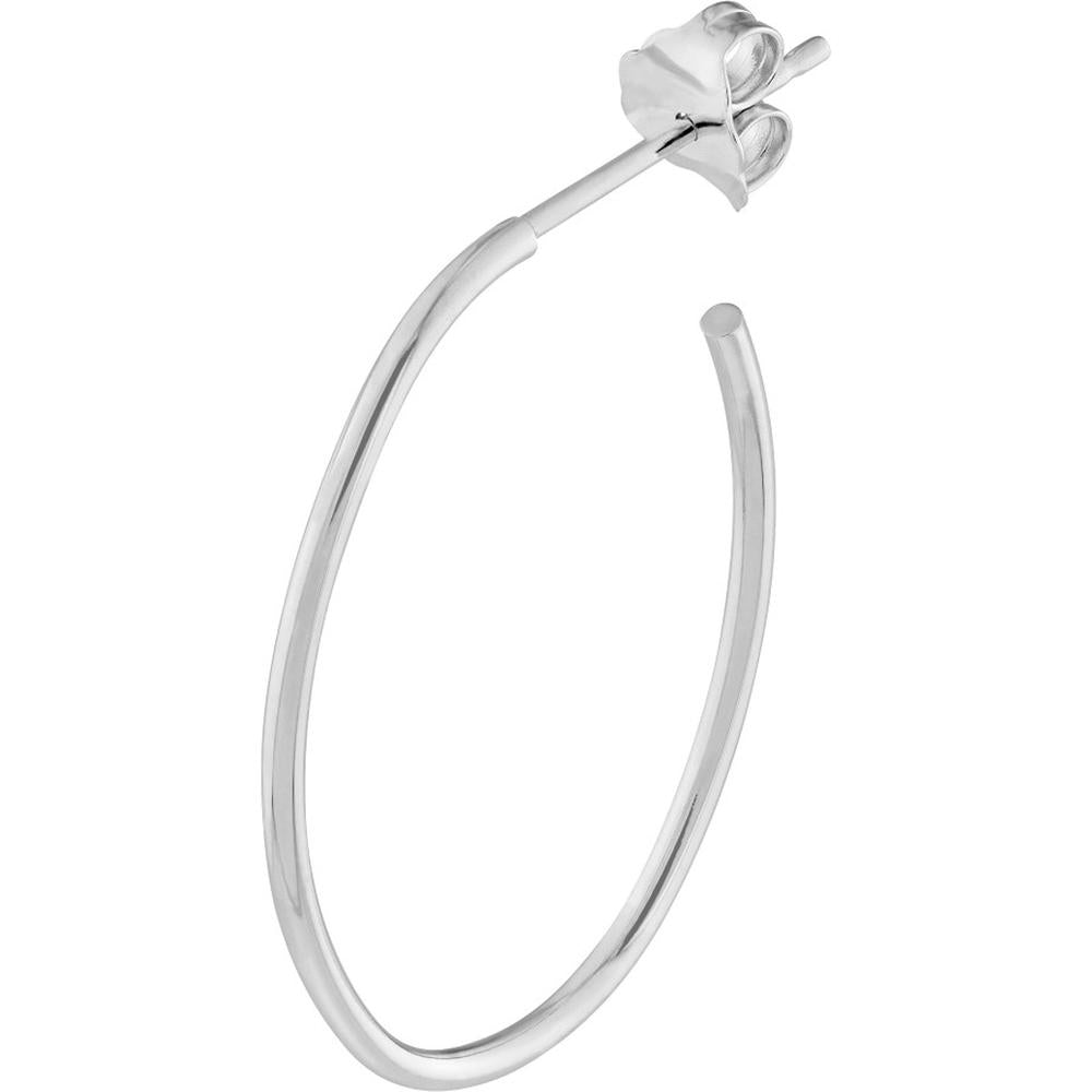 Olas d'Oro - 14K White Gold Oval Post Hoop Earrings - 1.45 Grams Total Weight