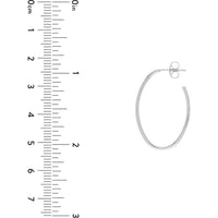 Olas d'Oro - 14K White Gold Oval Post Hoop Earrings - 1.45 Grams Total Weight