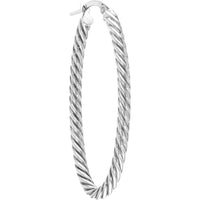 Olas d'Oro - 14K White Gold Oval Rope Twist Hoop Earrings - 2.40g Total Weight
