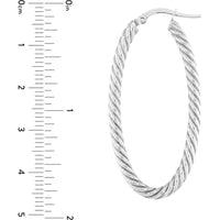 Olas d'Oro - 14K White Gold Oval Rope Twist Hoop Earrings - 2.40g Total Weight
