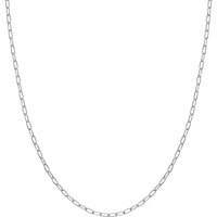 Olas d'Oro - 14K White Gold Paper Clip Necklace with Diamond-Cut Links - 20" Length
