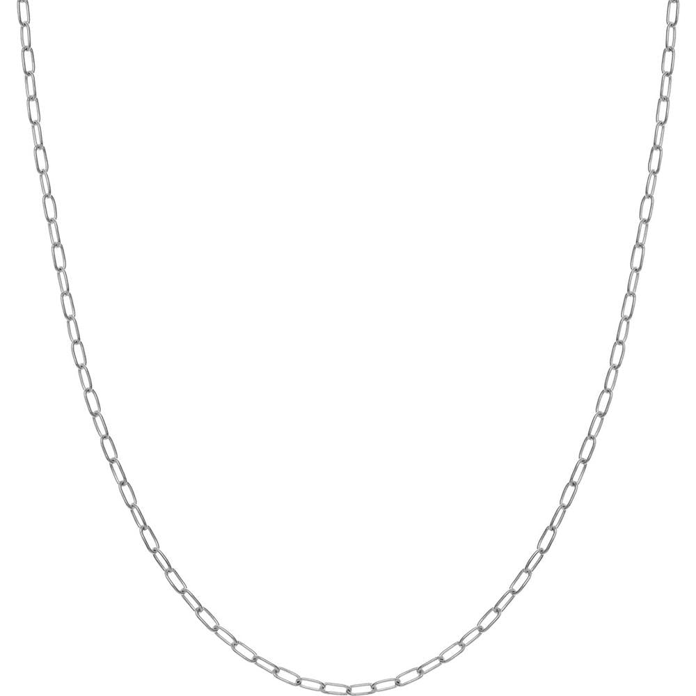 Olas d'Oro - 14K White Gold Paper Clip Necklace with Diamond-Cut Links - 20" Length
