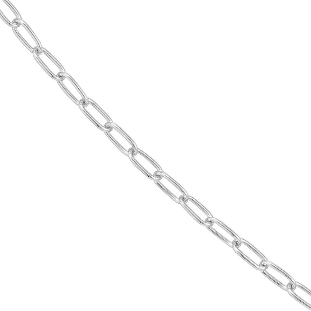 Olas d'Oro - 14K White Gold Paper Clip Necklace with Diamond-Cut Links - 20" Length