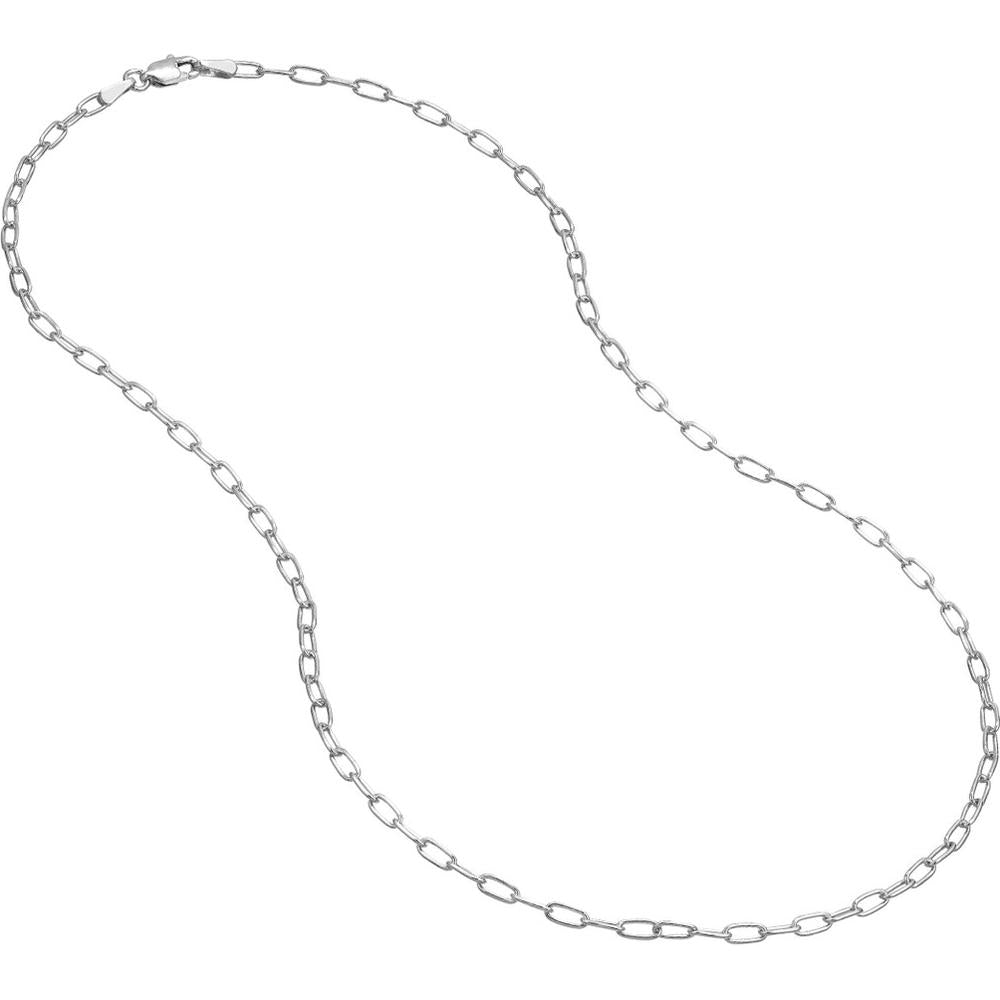 Olas d'Oro - 14K White Gold Paper Clip Necklace with Diamond-Cut Links - 20" Length