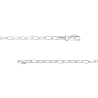 Olas d'Oro - 14K White Gold Paper Clip Necklace with Diamond-Cut Links - 20" Length