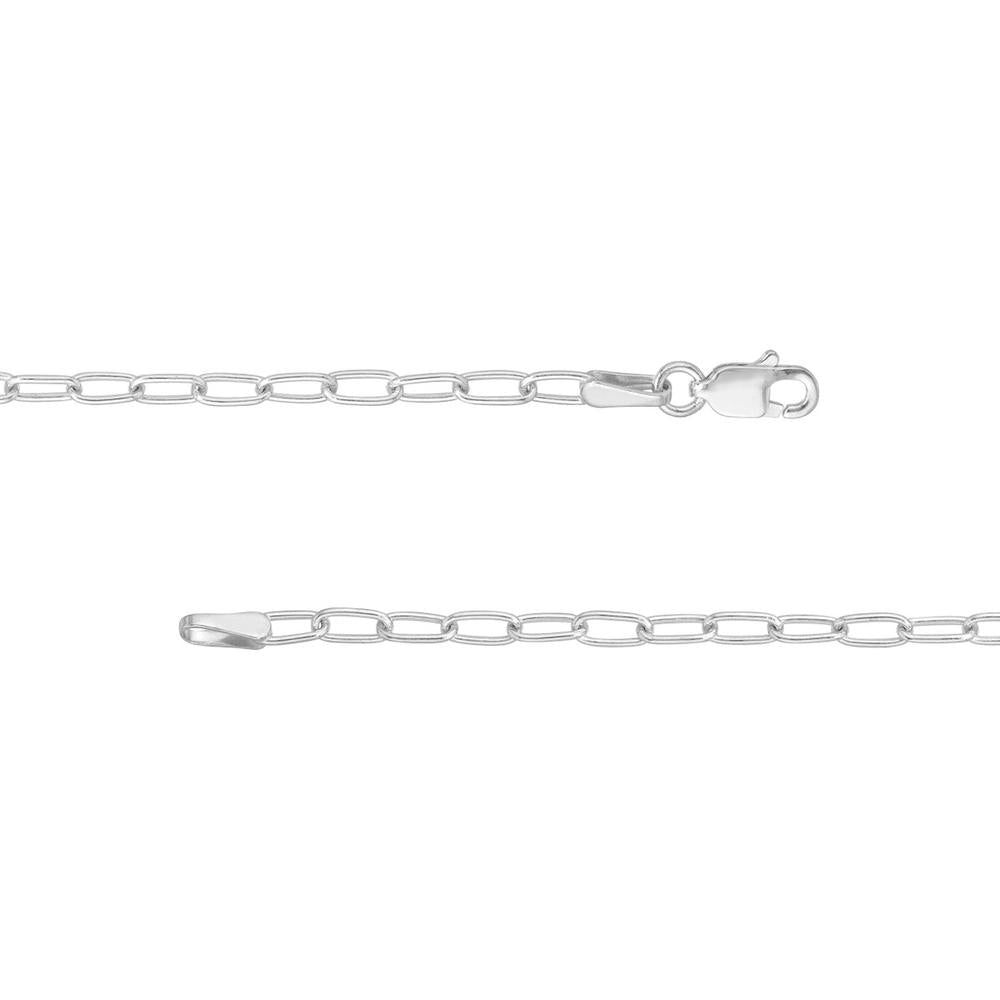 Olas d'Oro - 14K White Gold Paper Clip Necklace with Diamond-Cut Links - 20" Length