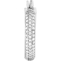 Olas d'Oro - 14K White Gold Pave CZ Hoop Earrings - 2.35g Average Weight
