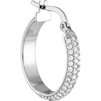 Olas d'Oro - 14K White Gold Pave CZ Hoop Earrings - 2.35g Average Weight