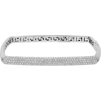 Olas d'Oro - 14K White Gold Pave Diamond Square Bangle - 1.78 Carat Total Diamond Weight