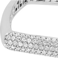 Olas d'Oro - 14K White Gold Pave Diamond Square Bangle - 1.78 Carat Total Diamond Weight