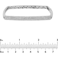 Olas d'Oro - 14K White Gold Pave Diamond Square Bangle - 1.78 Carat Total Diamond Weight