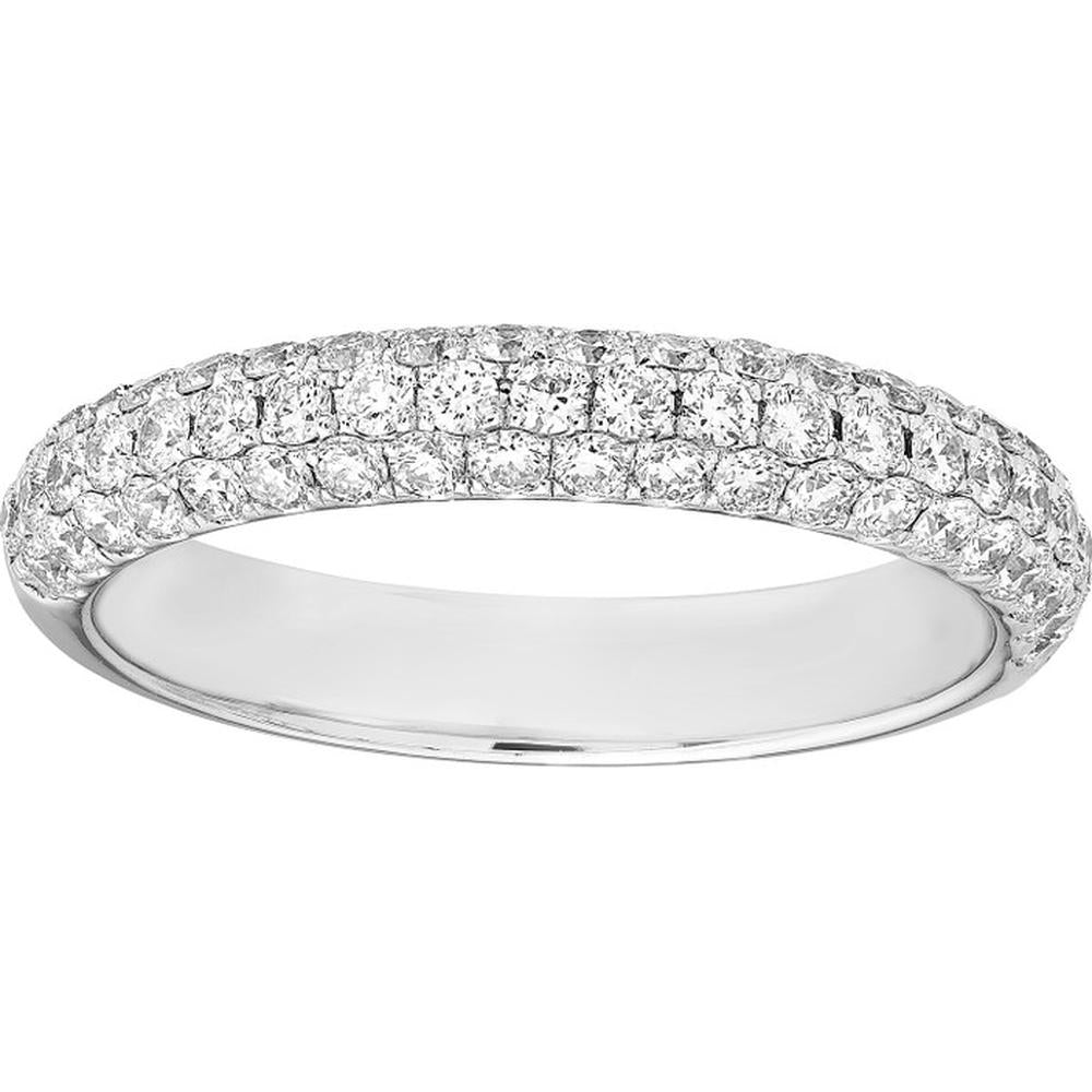 Olas d'Oro - 14K White Gold Pave Diamond Stackable Band - 0.79 Carat Total Diamond Weight