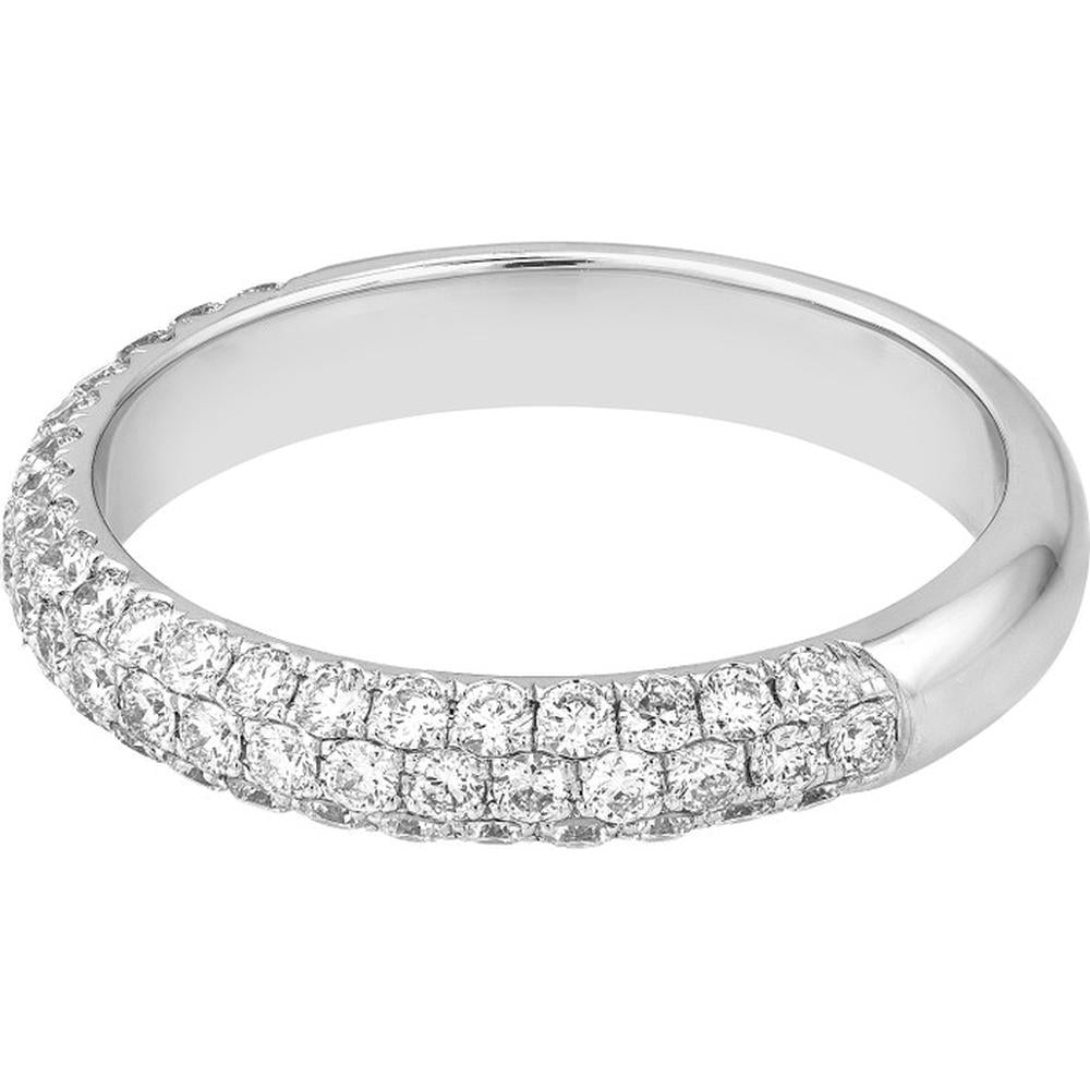 Olas d'Oro - 14K White Gold Pave Diamond Stackable Band - 0.79 Carat Total Diamond Weight