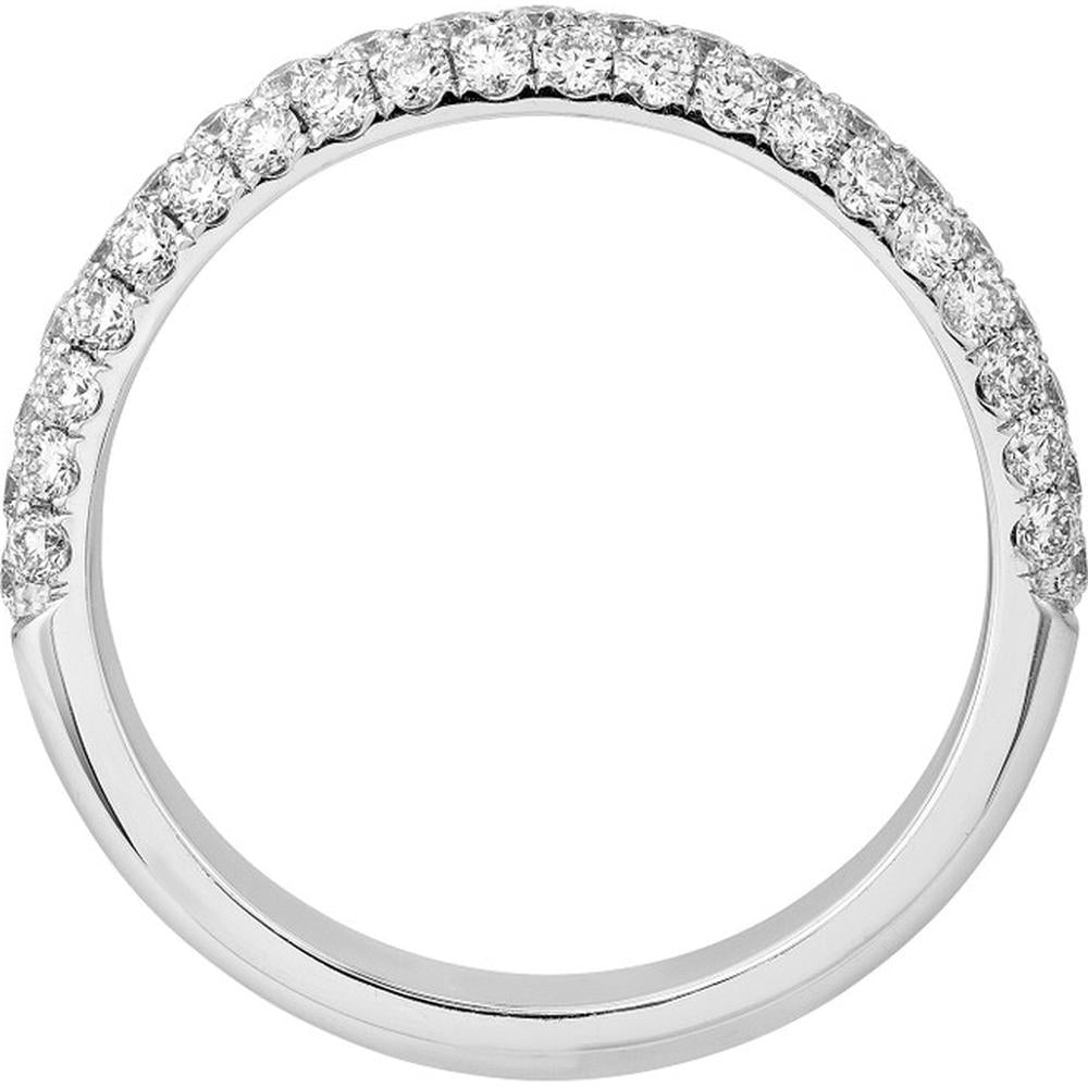 Olas d'Oro - 14K White Gold Pave Diamond Stackable Band - 0.79 Carat Total Diamond Weight