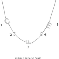 Olas d'Oro - 14K White Gold Personalized Block Initials Station Necklace - 1.80 Grams Total Weight