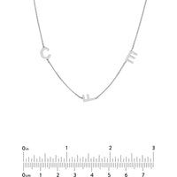 Olas d'Oro - 14K White Gold Personalized Block Initials Station Necklace - 1.80 Grams Total Weight
