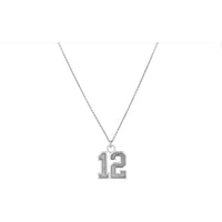 Olas d'Oro - 14K White Gold Personalized Large Vertical Varsity Numerals Pendant Necklace