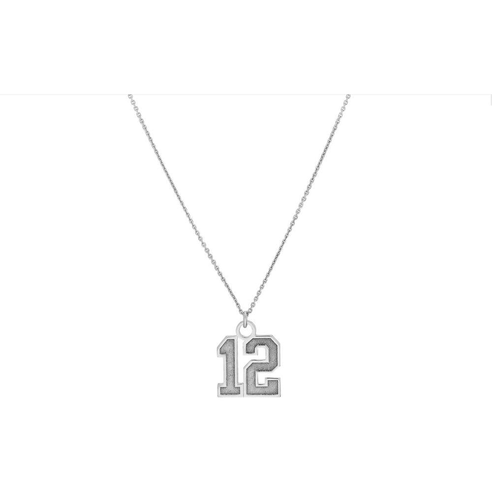 Olas d'Oro - 14K White Gold Personalized Large Vertical Varsity Numerals Pendant Necklace