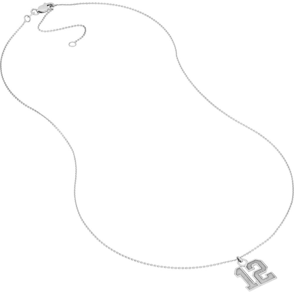 Olas d'Oro - 14K White Gold Personalized Large Vertical Varsity Numerals Pendant Necklace