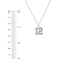 Olas d'Oro - 14K White Gold Personalized Large Vertical Varsity Numerals Pendant Necklace