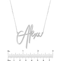 Olas d'Oro - 14K White Gold Personalized Signature Necklace with Customizable Name in Bold Font - 45mm Wide