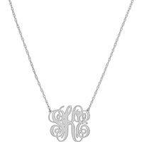 Olas d'Oro - 14K White Gold Personalized Small Script Monogram Necklace - Custom 25mm Pendant