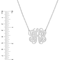 Olas d'Oro - 14K White Gold Personalized Small Script Monogram Necklace - Custom 25mm Pendant