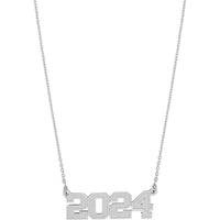 Olas d'Oro - 14K White Gold Personalized Vertical Varsity Numerals Pendant - 7mm Height