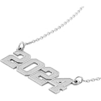Olas d'Oro - 14K White Gold Personalized Vertical Varsity Numerals Pendant - 7mm Height
