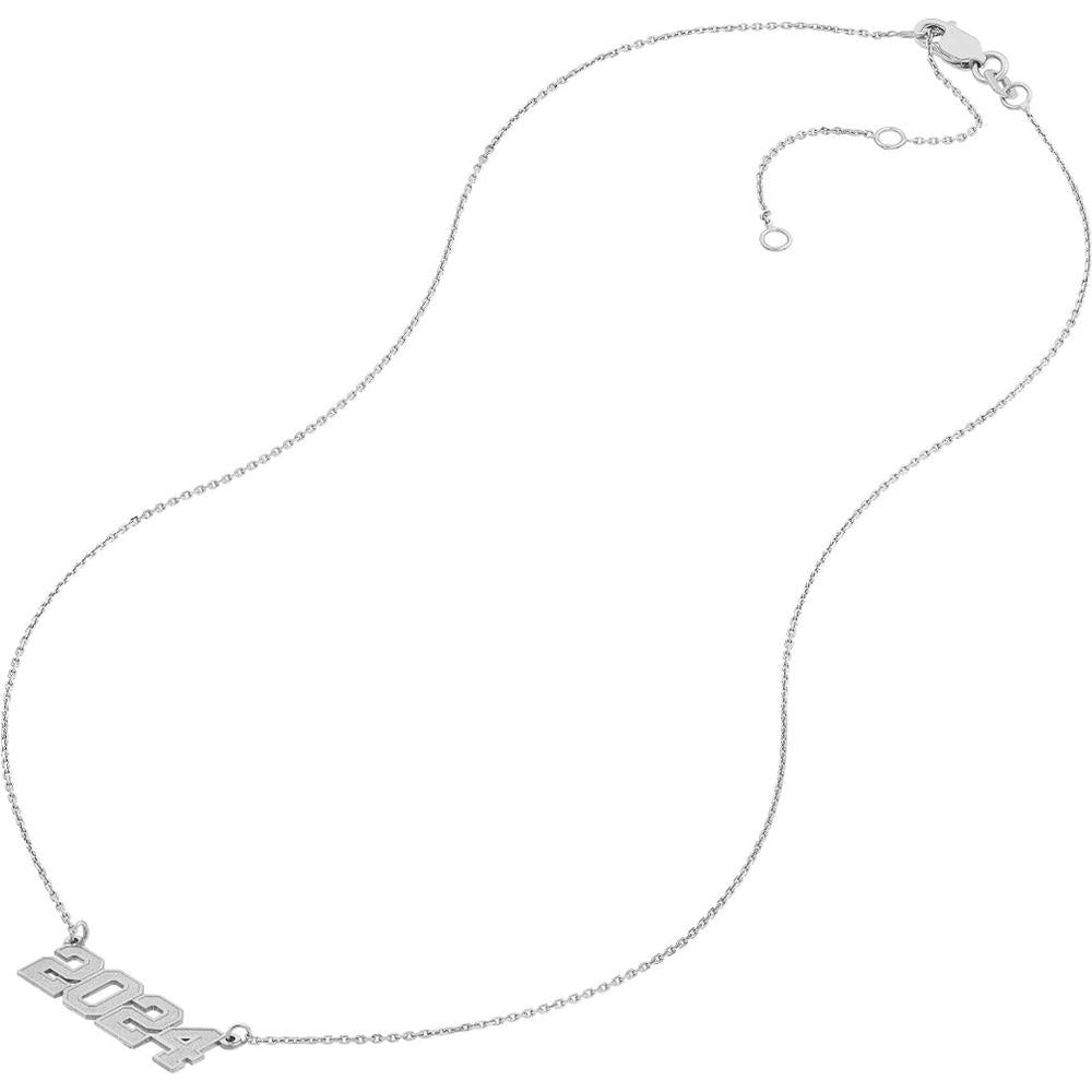 Olas d'Oro - 14K White Gold Personalized Vertical Varsity Numerals Pendant - 7mm Height