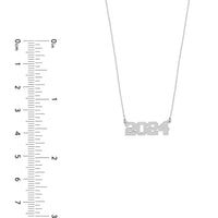 Olas d'Oro - 14K White Gold Personalized Vertical Varsity Numerals Pendant - 7mm Height